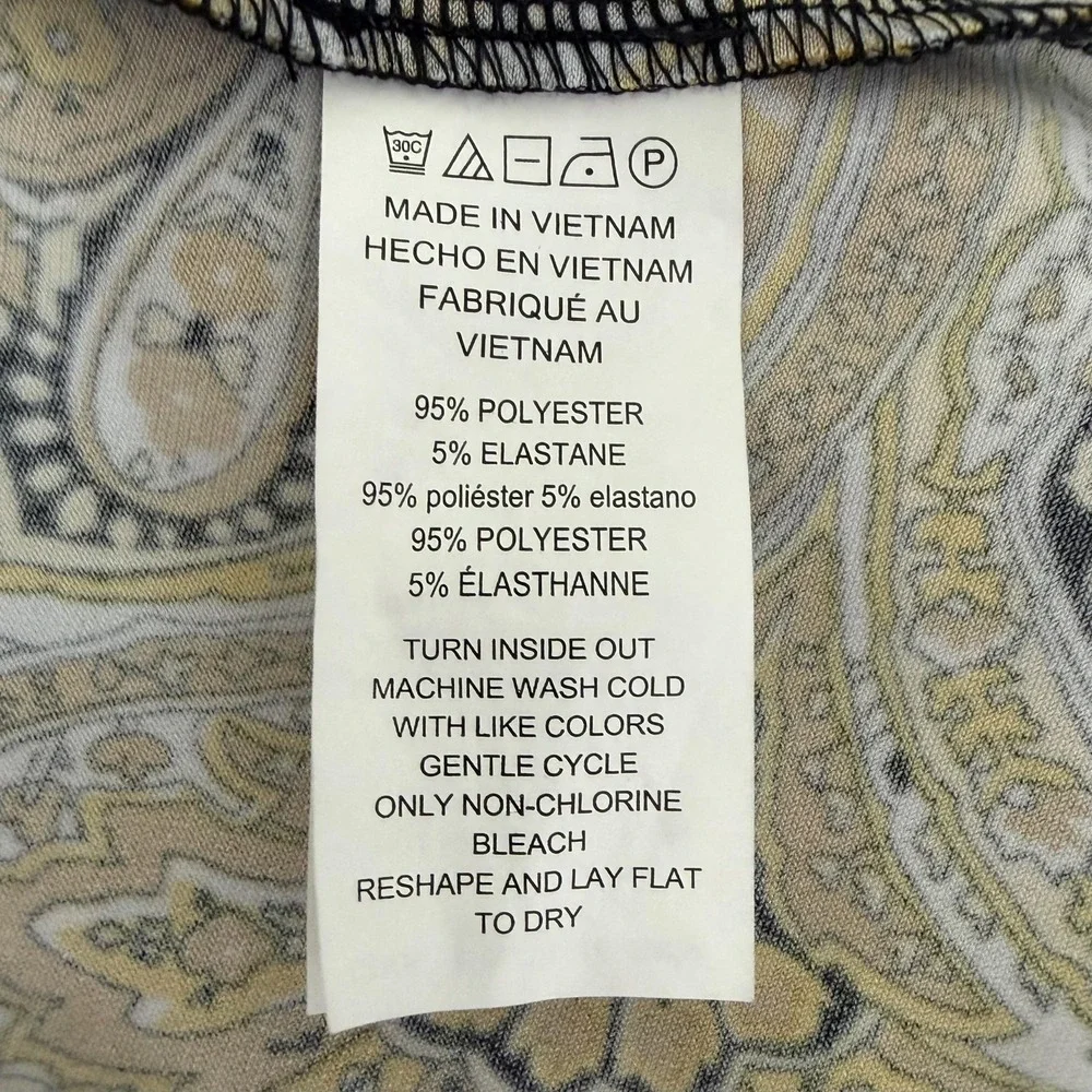 Michael Kors Top Women's L Yellow Boho Floral Metal Lattice Logo Sleeve Shirt
